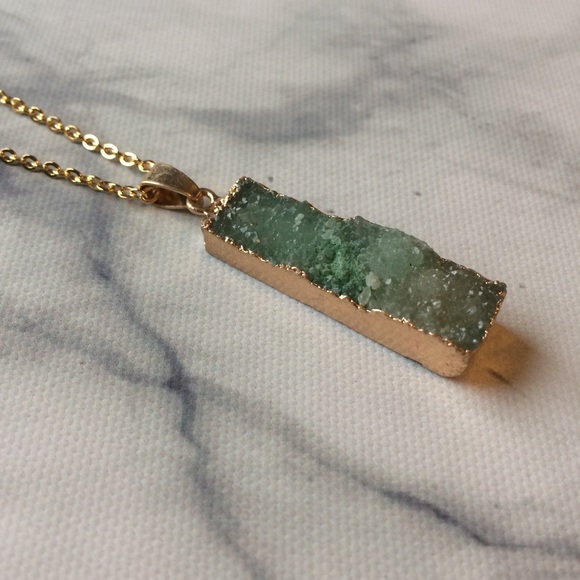 SOLD- Celadon Green Druzy CrystalQuartz Pendant - Picture 2 of 4